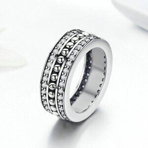 🍁 925 Silver Plated Classic White CZ Wedding Couple Ring, FB16FA1089